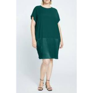 UNIVERSAL STANDARD Women's Spruce Geneva Midi Satin Draped Short Sleeve Dress M